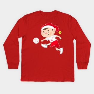 Poland football Christmas elf. Football World Cup soccer T-Shirt Kids Long Sleeve T-Shirt